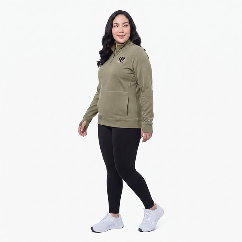 Women's Antigua  Olive Cincinnati Bengals Crush Quarter-Zip Top