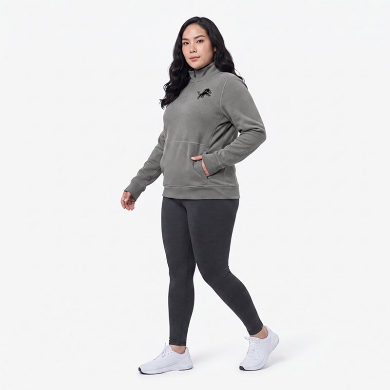 Women's Antigua  Heather Black Detroit Lions Crush Quarter-Zip Top