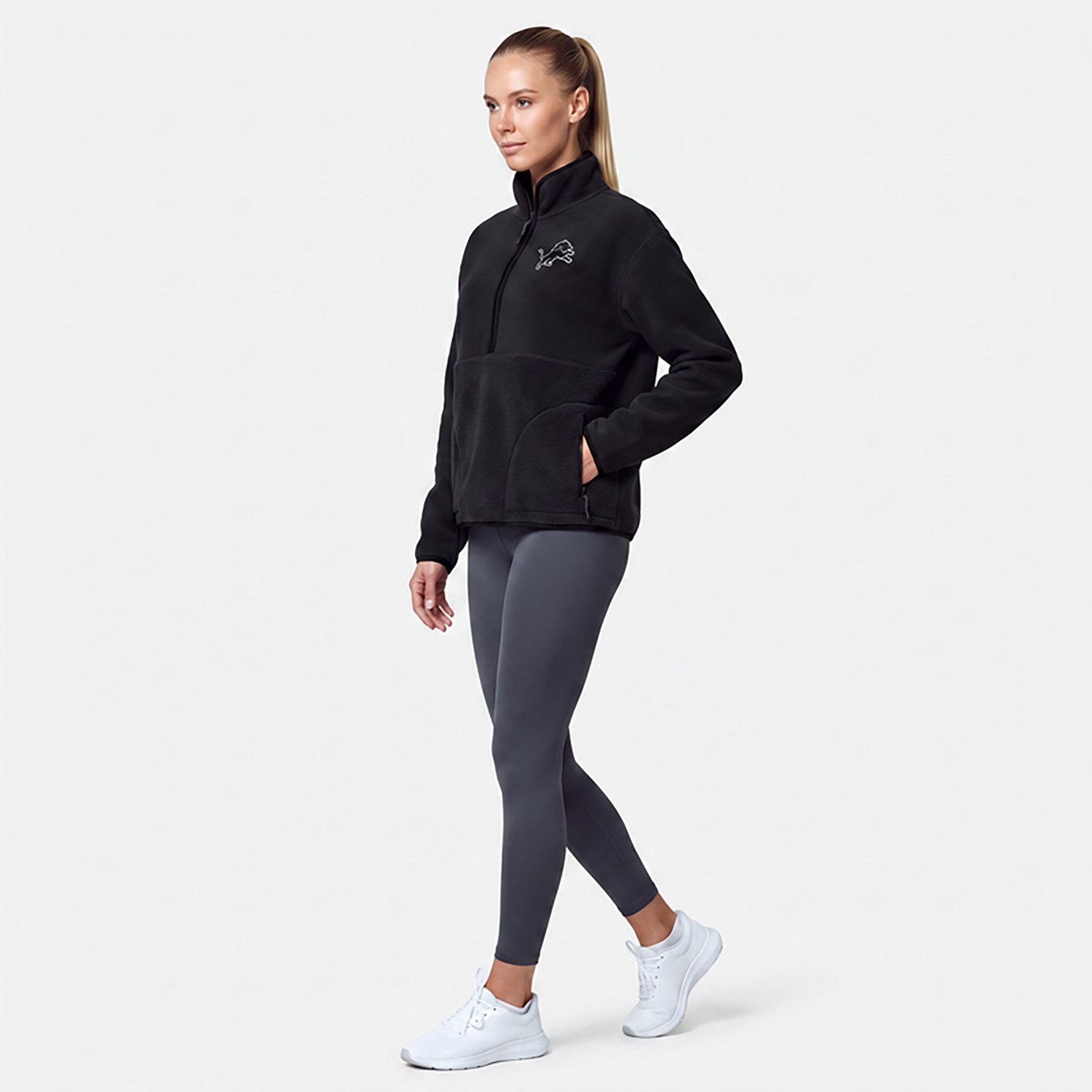 Antigua Women's Detroit Lions Figure 1/2-Zip Pullover Top