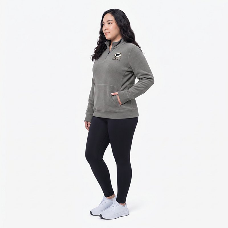 Women's Antigua  Heather Black Green Bay Packers Crush Quarter-Zip Top