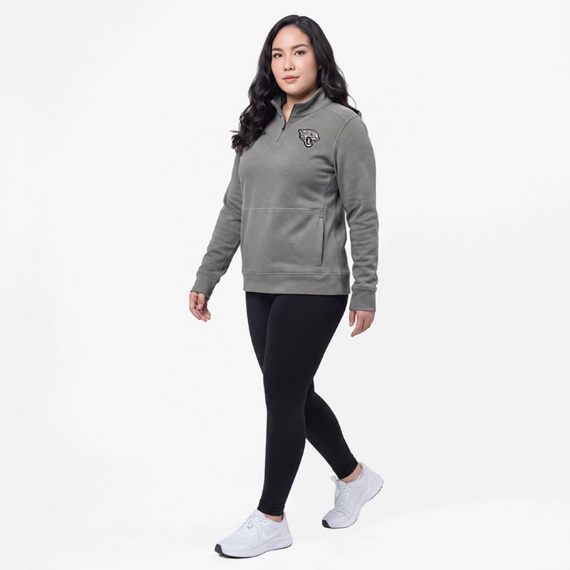Women's Antigua  Heather Black Jacksonville Jaguars Crush Quarter-Zip Top
