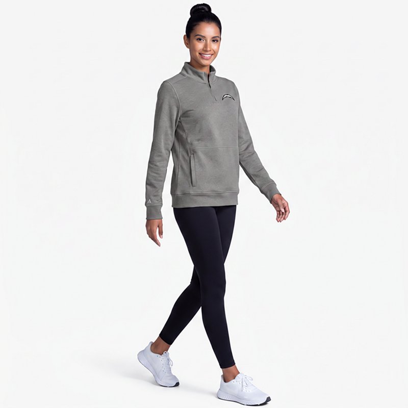Women's Antigua  Heather Black Los Angeles Chargers Crush Quarter-Zip Top