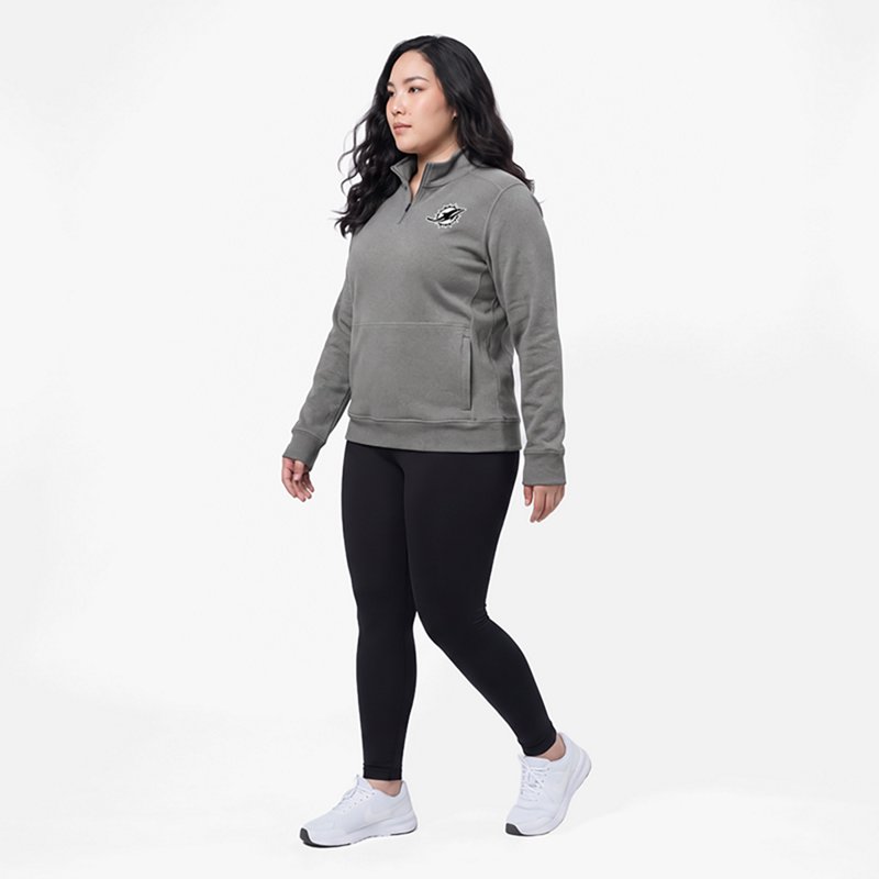 Women's Antigua  Heather Black Miami Dolphins Crush Quarter-Zip Top