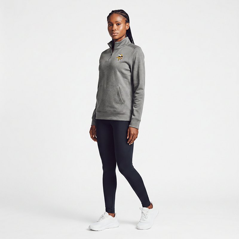 Women's Antigua  Heather Black Minnesota Vikings Crush Quarter-Zip Top