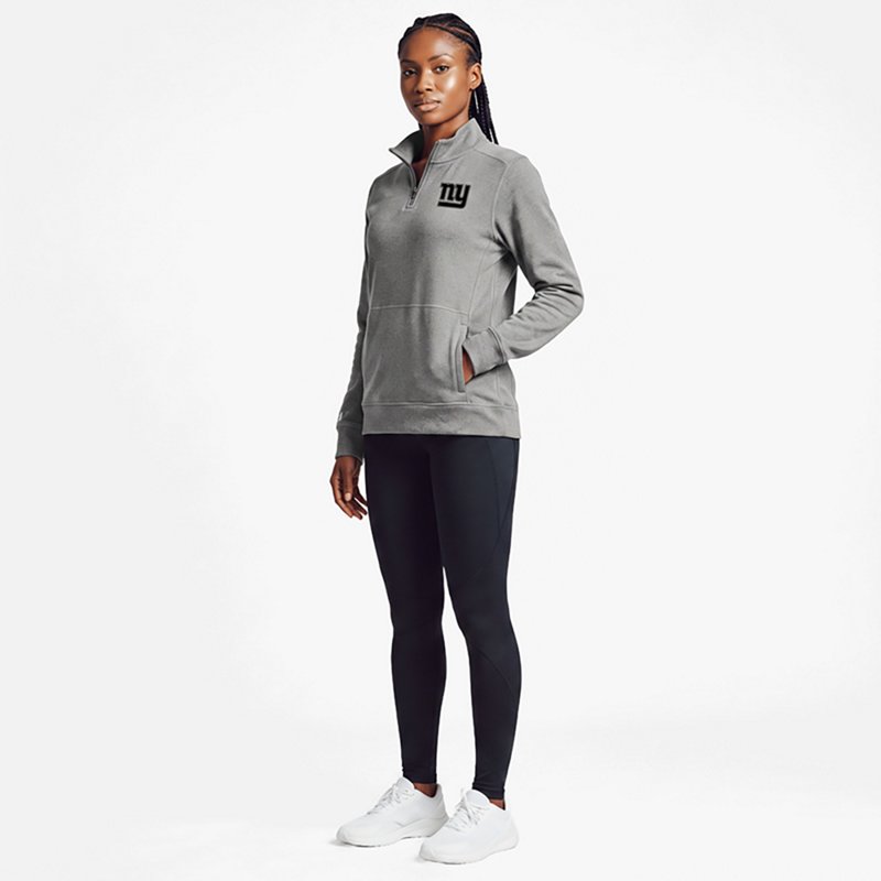 Women's Antigua  Heather Black New York Giants Crush Quarter-Zip Top