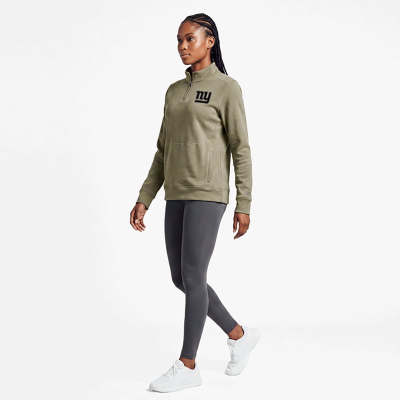 Women's Antigua  Olive New York Giants Crush Quarter-Zip Top