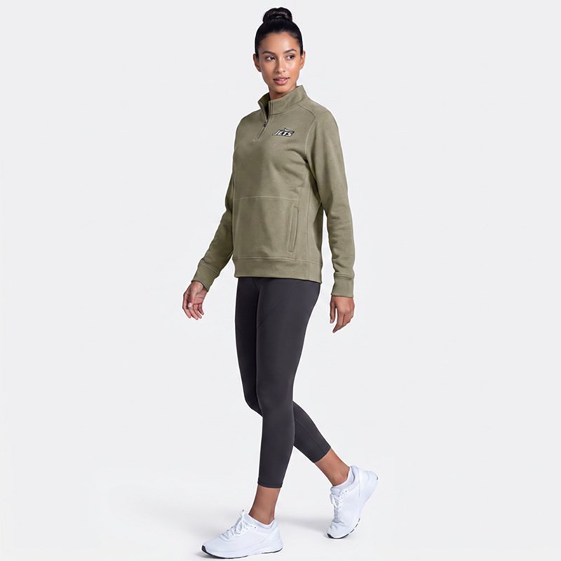 Women's Antigua  Olive New York Jets Crush Quarter-Zip Top