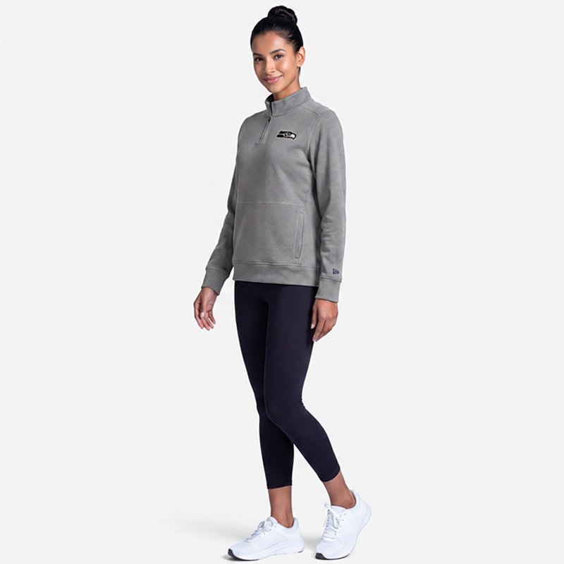 Women's Antigua  Heather Black Seattle Seahawks Crush Quarter-Zip Top