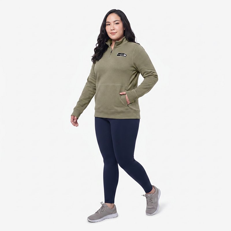 Women's Antigua  Olive Seattle Seahawks Crush Quarter-Zip Top