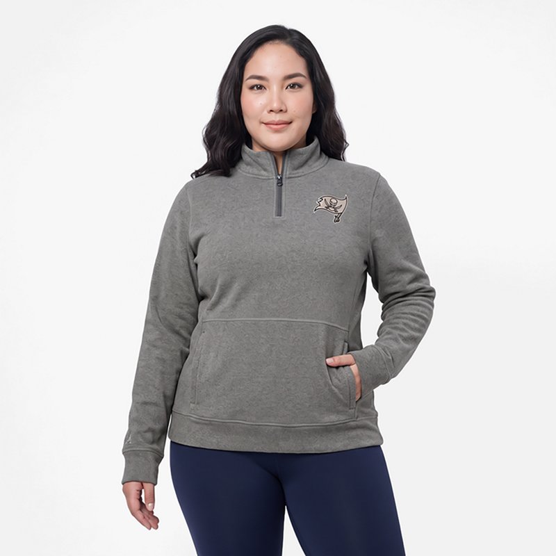 Women's Antigua  Heather Black Tampa Bay Buccaneers Crush Quarter-Zip Top