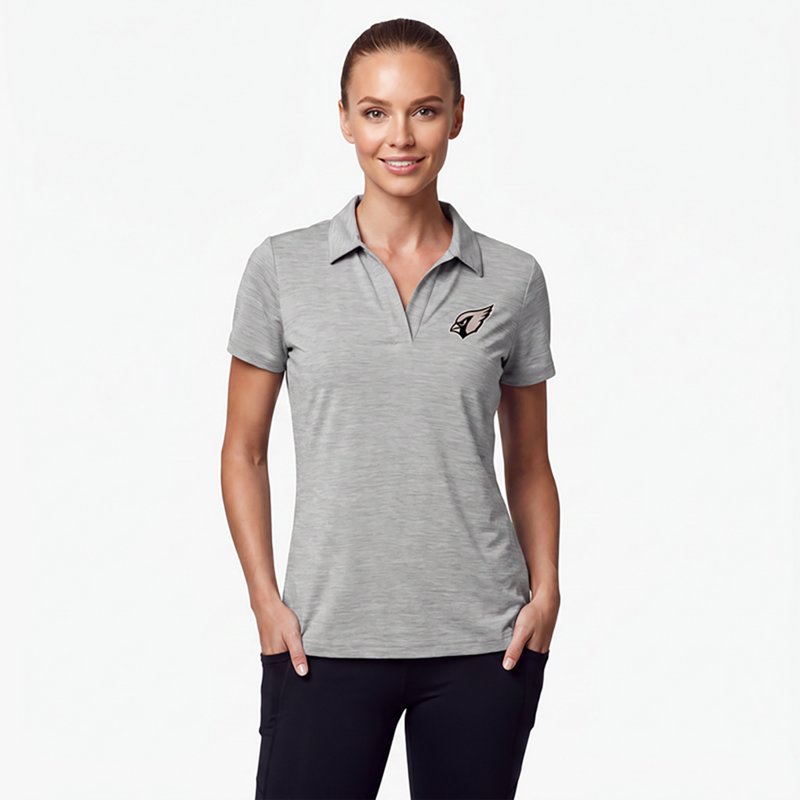 Women's Antigua  Heather Gray Arizona Cardinals Layout V-Neck Polo