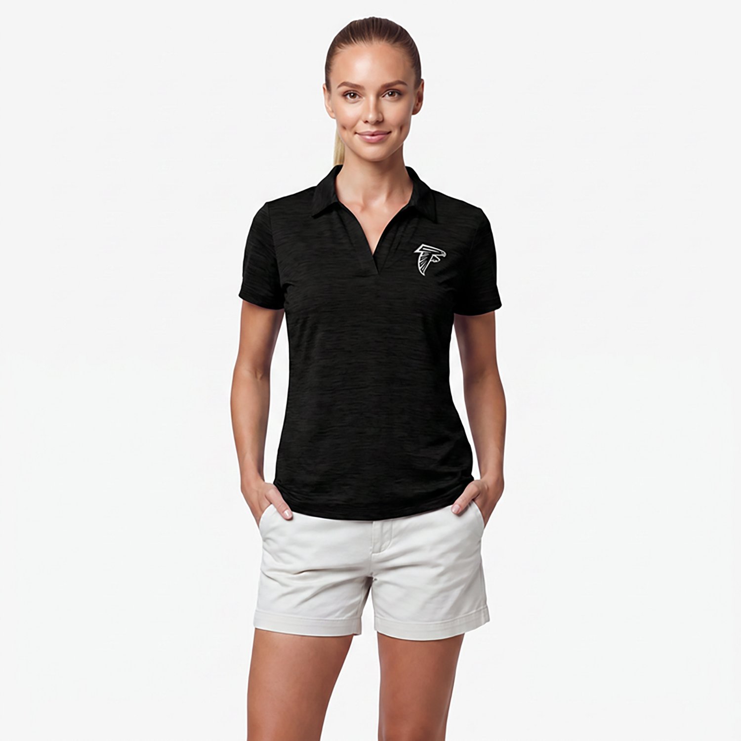 Antigua Women's Atlanta Falcons Layout V-neck Polo Shirt