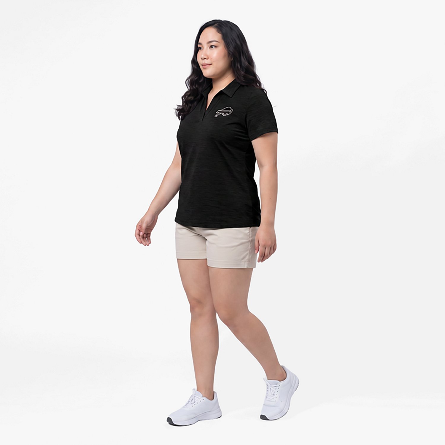 Antigua Women's Buffalo Bills Layout V-neck Polo Shirt - view number 2
