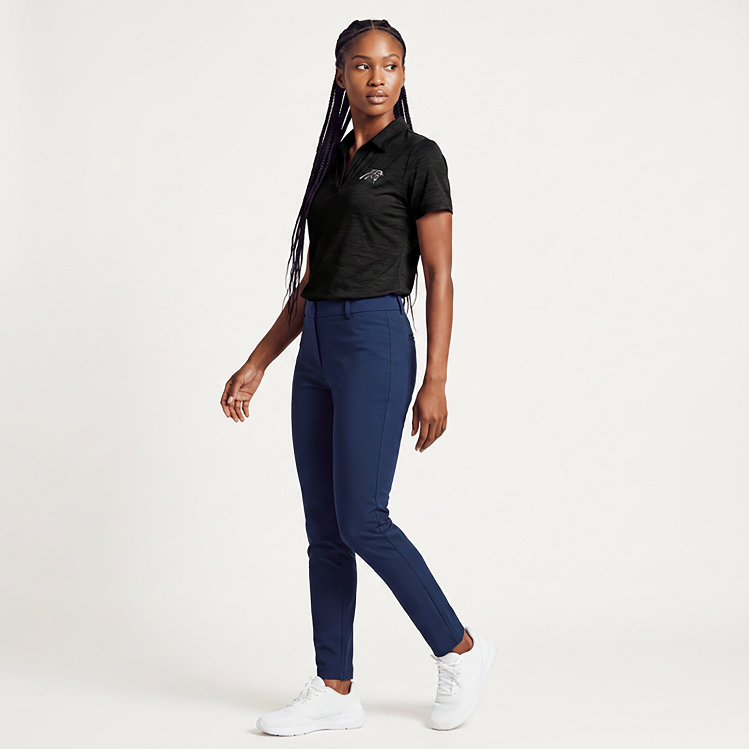 Antigua Women's Carolina Panthers Layout V-neck Polo Shirt