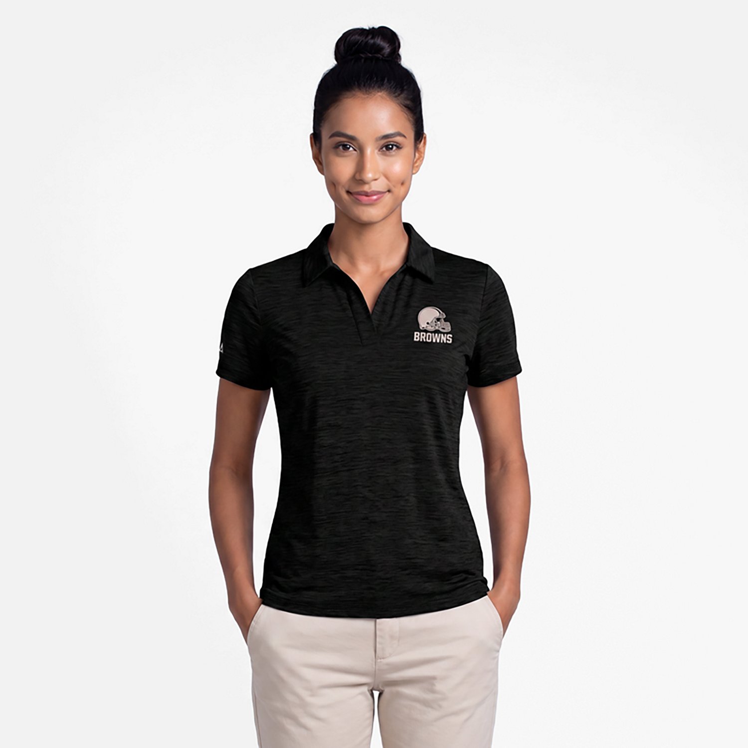 Antigua Women's Cleveland Browns Layout V-neck Polo Shirt