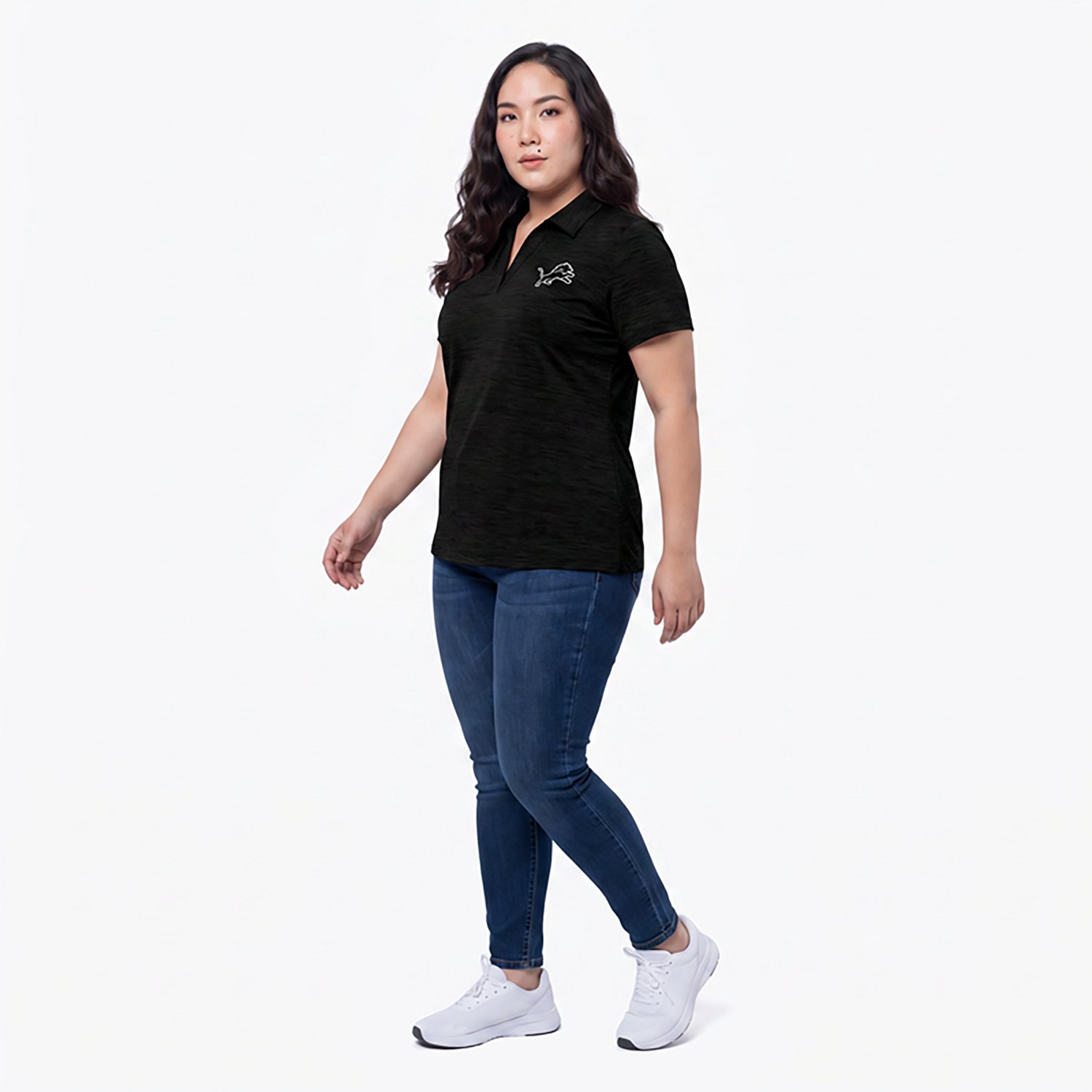 Antigua Women's Detroit Lions Layout V-neck Polo Shirt