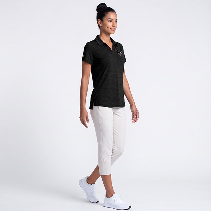 Women's Antigua  Heather Black Houston Texans Layout V-Neck Polo