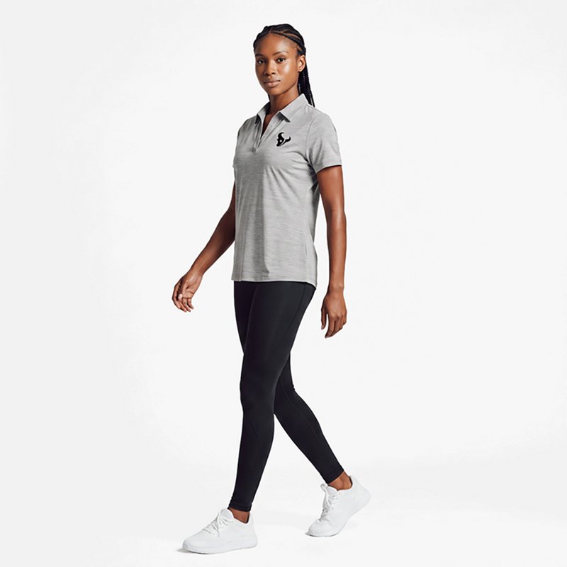 Women's Antigua  Heather Gray Houston Texans Layout V-Neck Polo