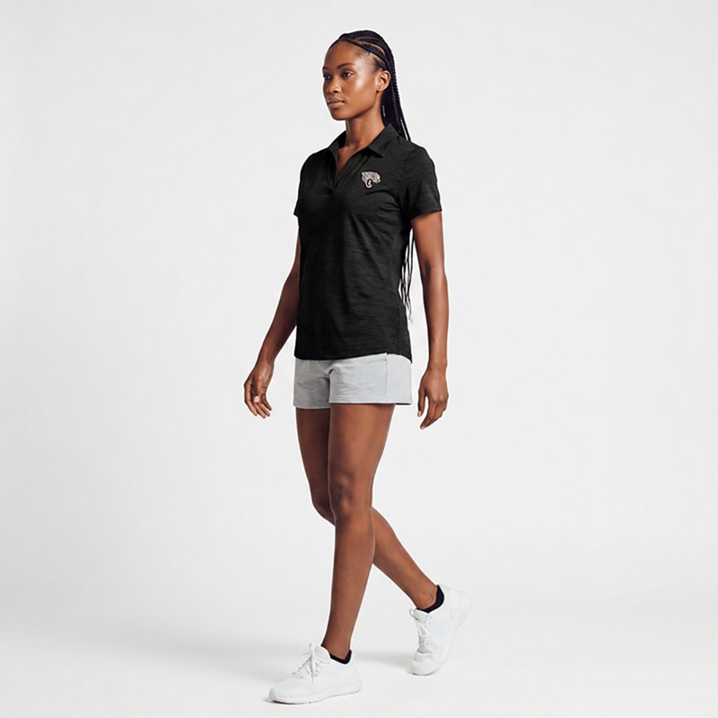 Women's Antigua  Heather Black Jacksonville Jaguars Layout V-Neck Polo