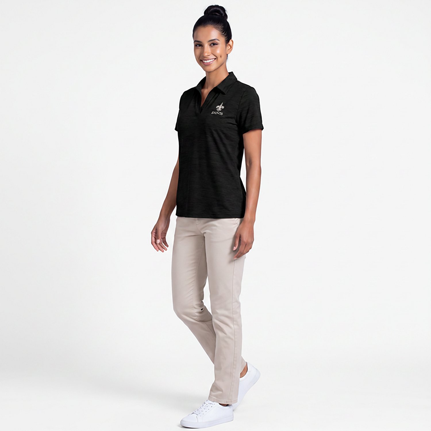 Antigua Women's New Orleans Saints Layout V-neck Polo Shirt