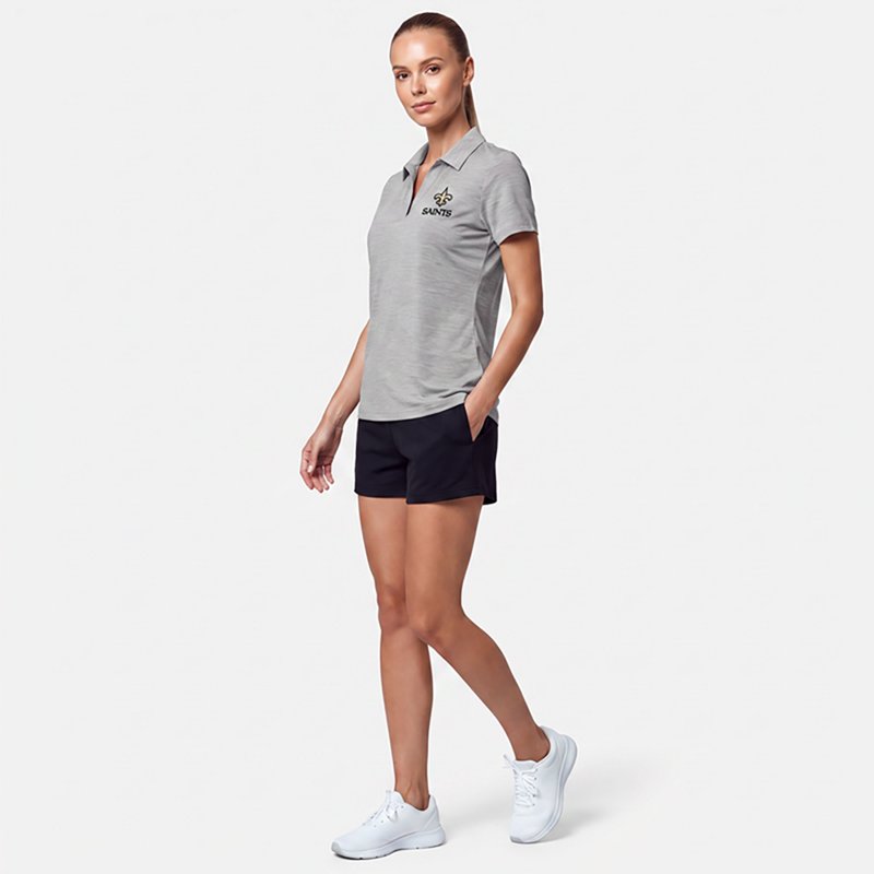 Women's Antigua  Heather Gray New Orleans Saints Layout V-Neck Polo