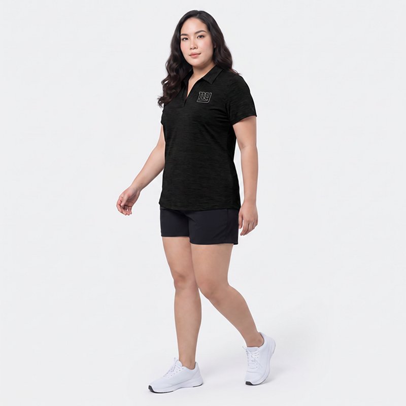 Women's Antigua  Heather Black New York Giants Layout V-Neck Polo