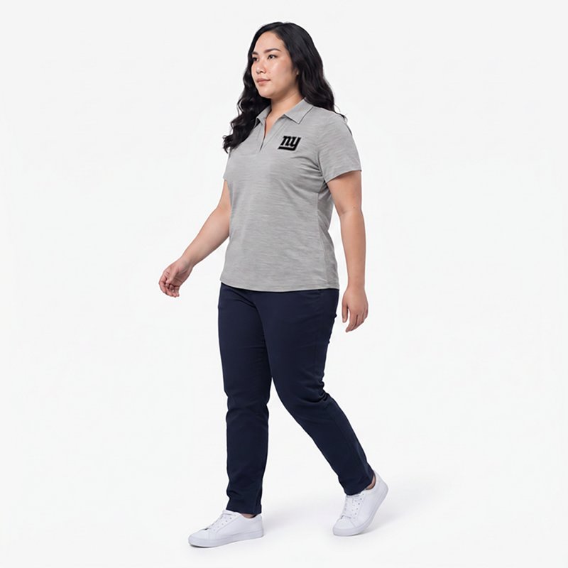 Women's Antigua  Heather Gray New York Giants Layout V-Neck Polo