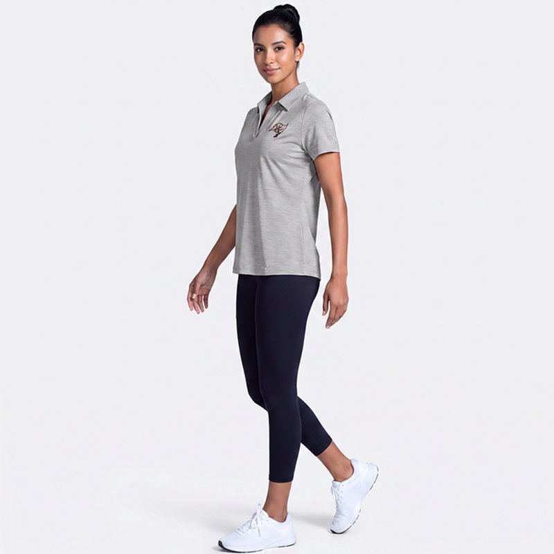 Women's Antigua  Heather Gray Tampa Bay Buccaneers Layout V-Neck Polo