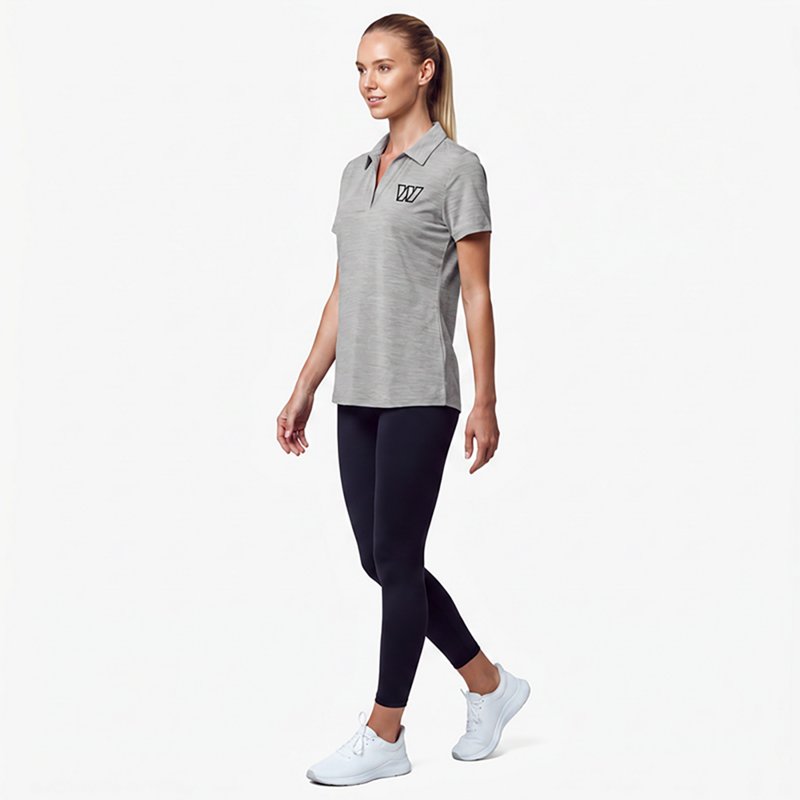 Women's Antigua  Heather Gray Washington Commanders Layout V-Neck Polo
