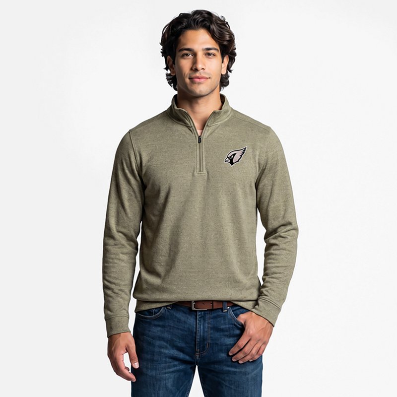 Men's Antigua Heather Olive Arizona Cardinals Subtle Quarter-Zip Top