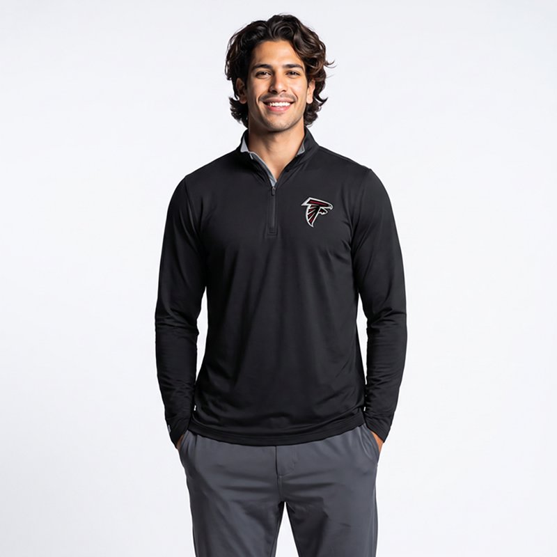 Men's Antigua  Black Atlanta Falcons Content Quarter-Zip Pullover Top