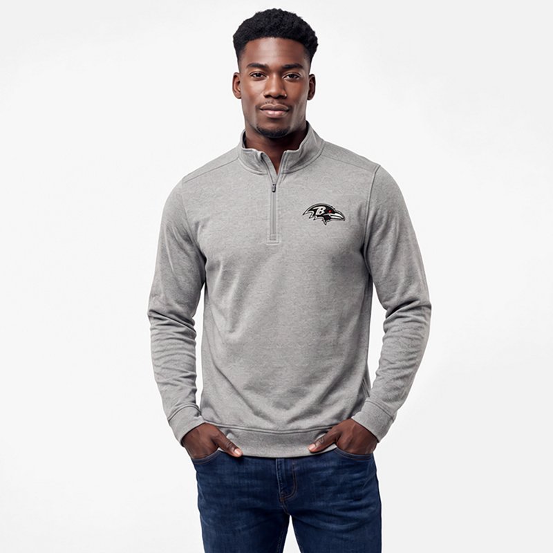 Men's Antigua  Heather Gray Baltimore Ravens Subtle Quarter-Zip Top