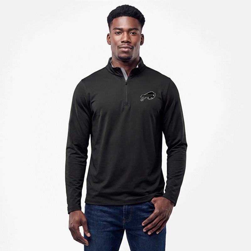 Men's Antigua  Black Buffalo Bills Content Quarter-Zip Pullover Top