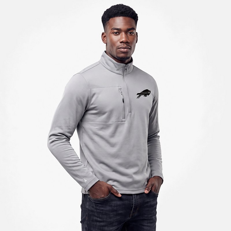 Men's Antigua  Gray Buffalo Bills Insider Quarter-Zip Jacket