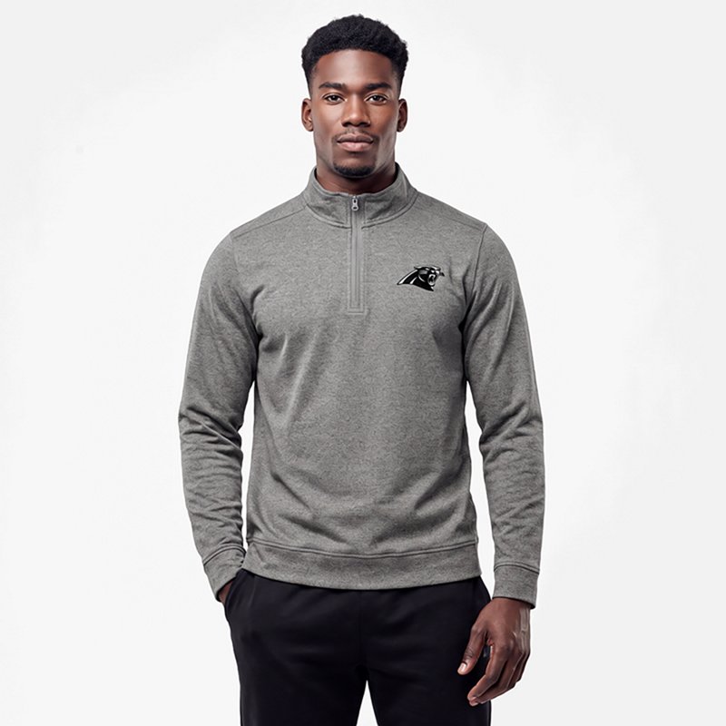 Men's Antigua  Heather Black Carolina Panthers Subtle Quarter-Zip Top