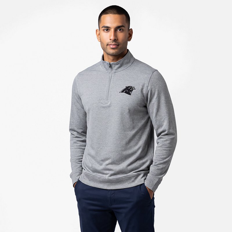Men's Antigua  Heather Gray Carolina Panthers Subtle Quarter-Zip Top