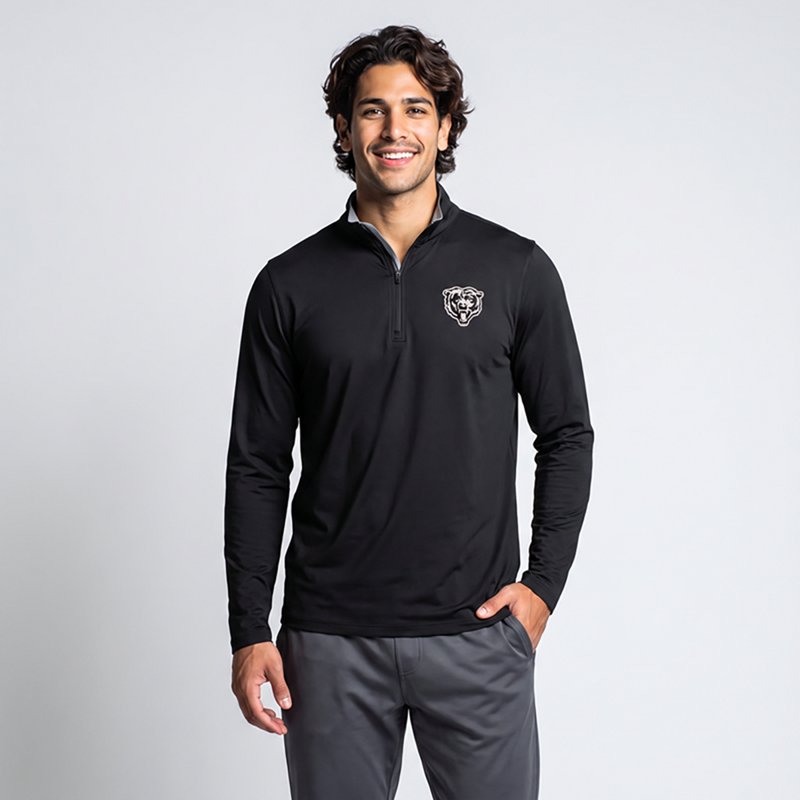 Men's Antigua  Black Chicago Bears Content Quarter-Zip Pullover Top