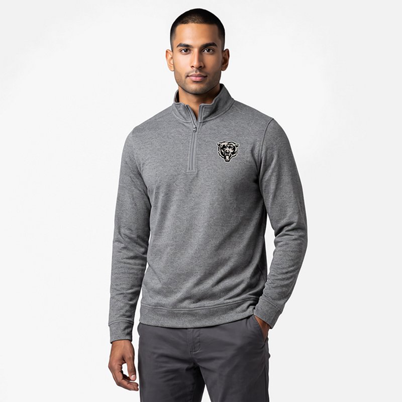 Men's Antigua  Heather Black Chicago Bears Subtle Quarter-Zip Top