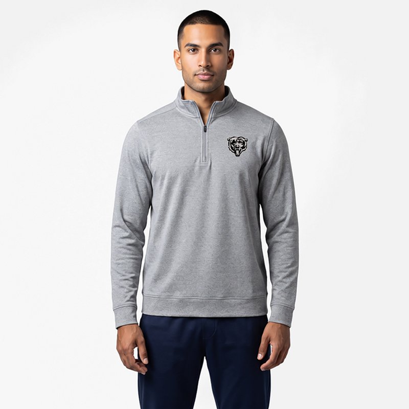 Men's Antigua  Heather Gray Chicago Bears Subtle Quarter-Zip Top