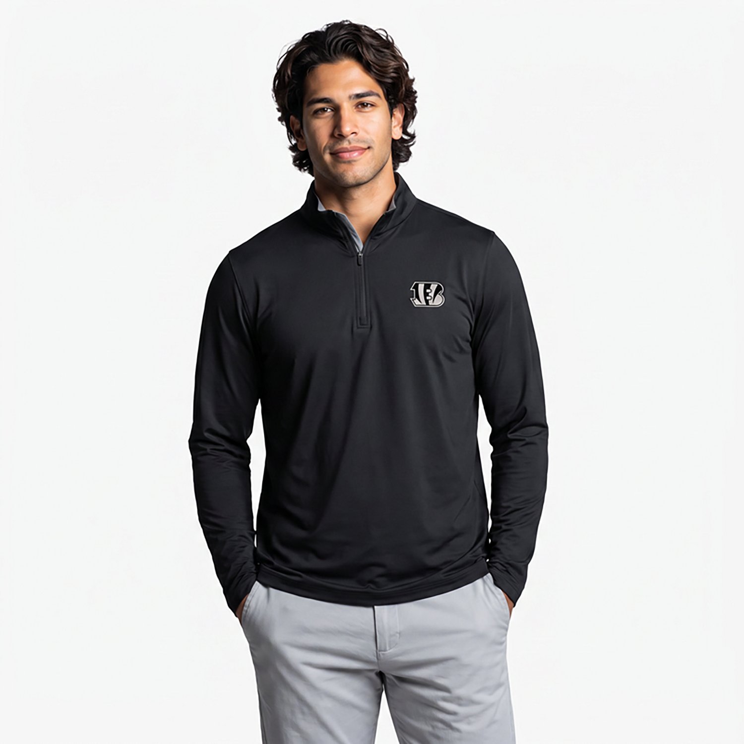 Antigua Men's Cincinnati Bengals Content 1/4-Zip Pullover Top