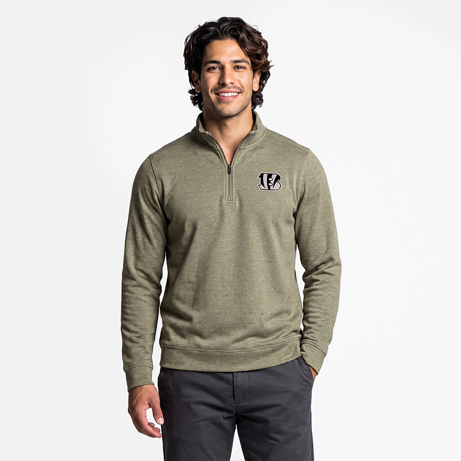 Antigua Men's Cincinnati Bengals Subtle 1/4-Zip Pullover Top