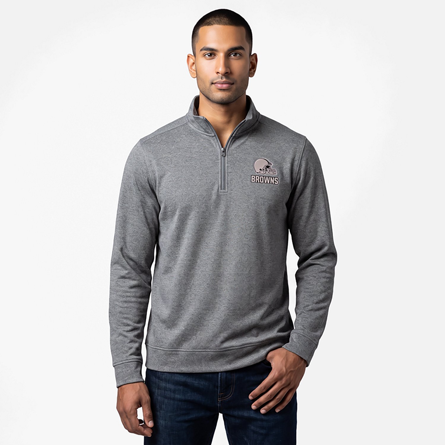 Antigua Men's Cleveland Browns Subtle 1/4-Zip Pullover Top