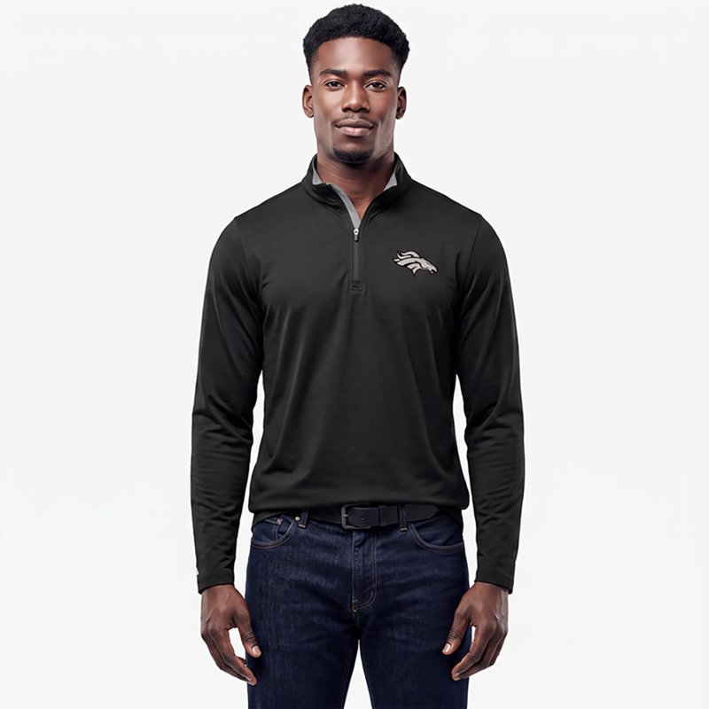 Men's Antigua  Black Denver Broncos Content Quarter-Zip Pullover Top