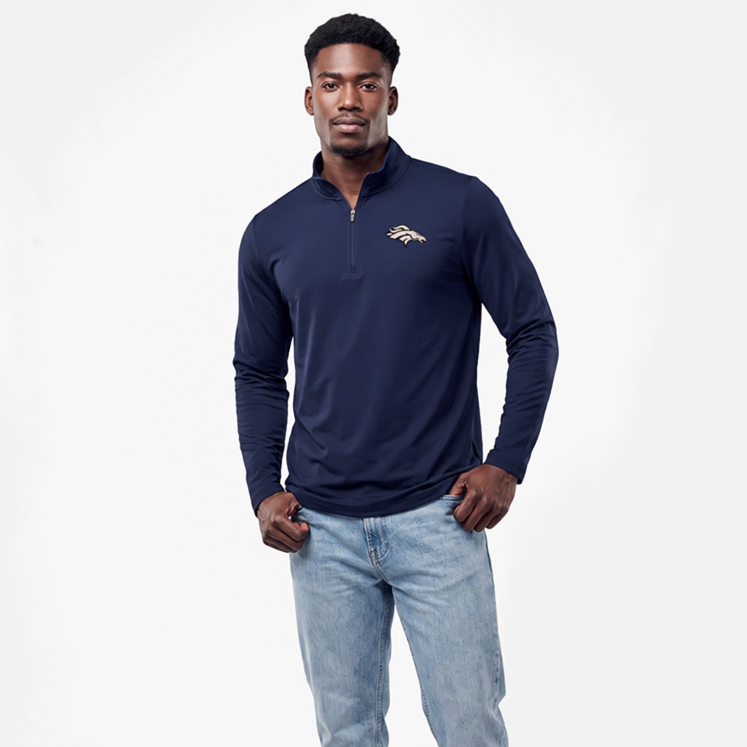 Antigua Men's Denver Broncos Reprocess 1/4-Zip Pullover Top