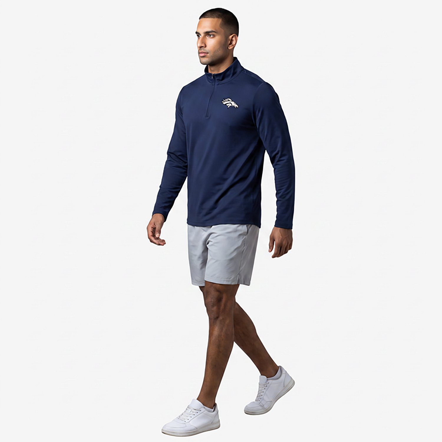 Antigua Men's Denver Broncos Reprocess 1/4-Zip Pullover Top - view number 2