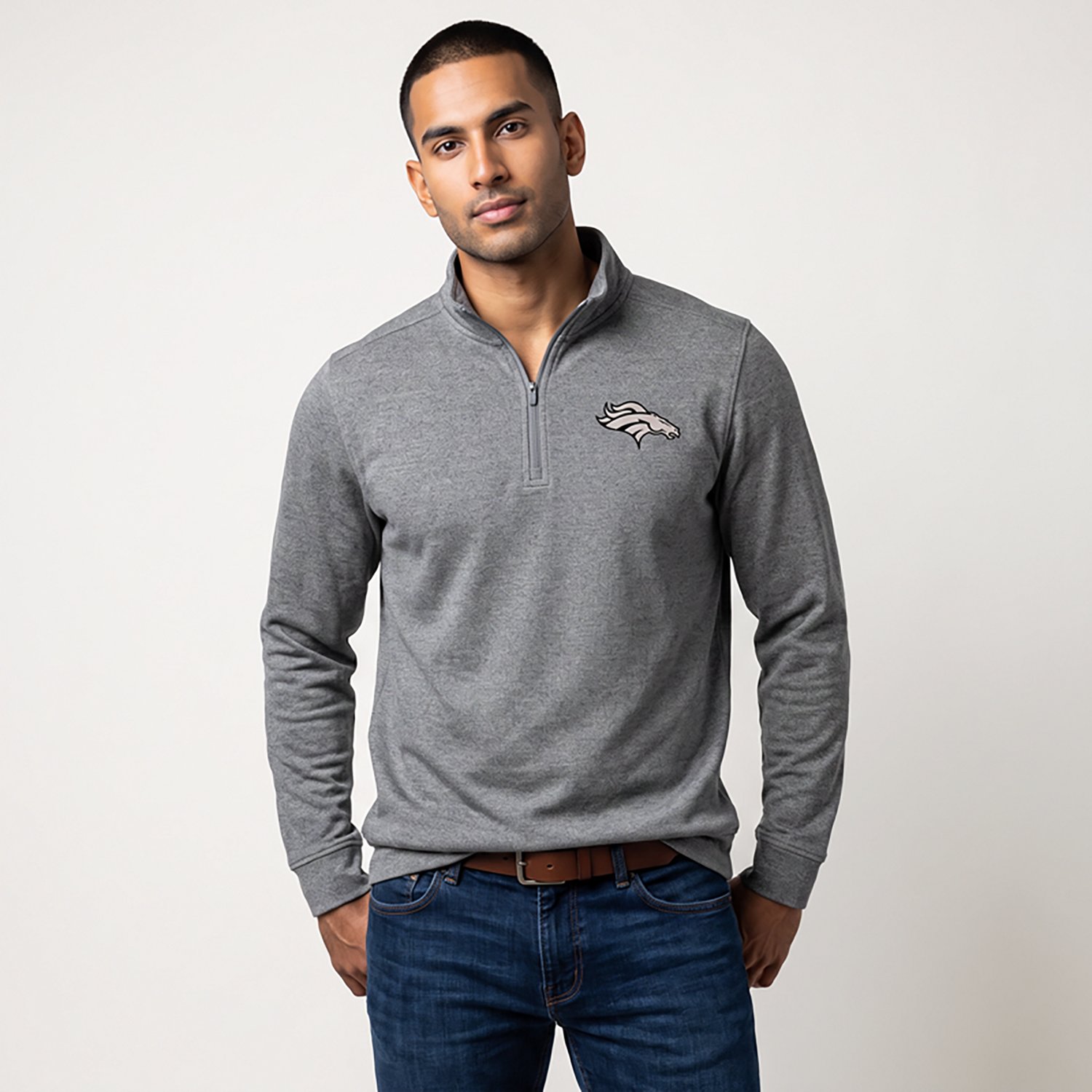 Antigua Men's Denver Broncos Subtle 1/4-Zip Pullover Top