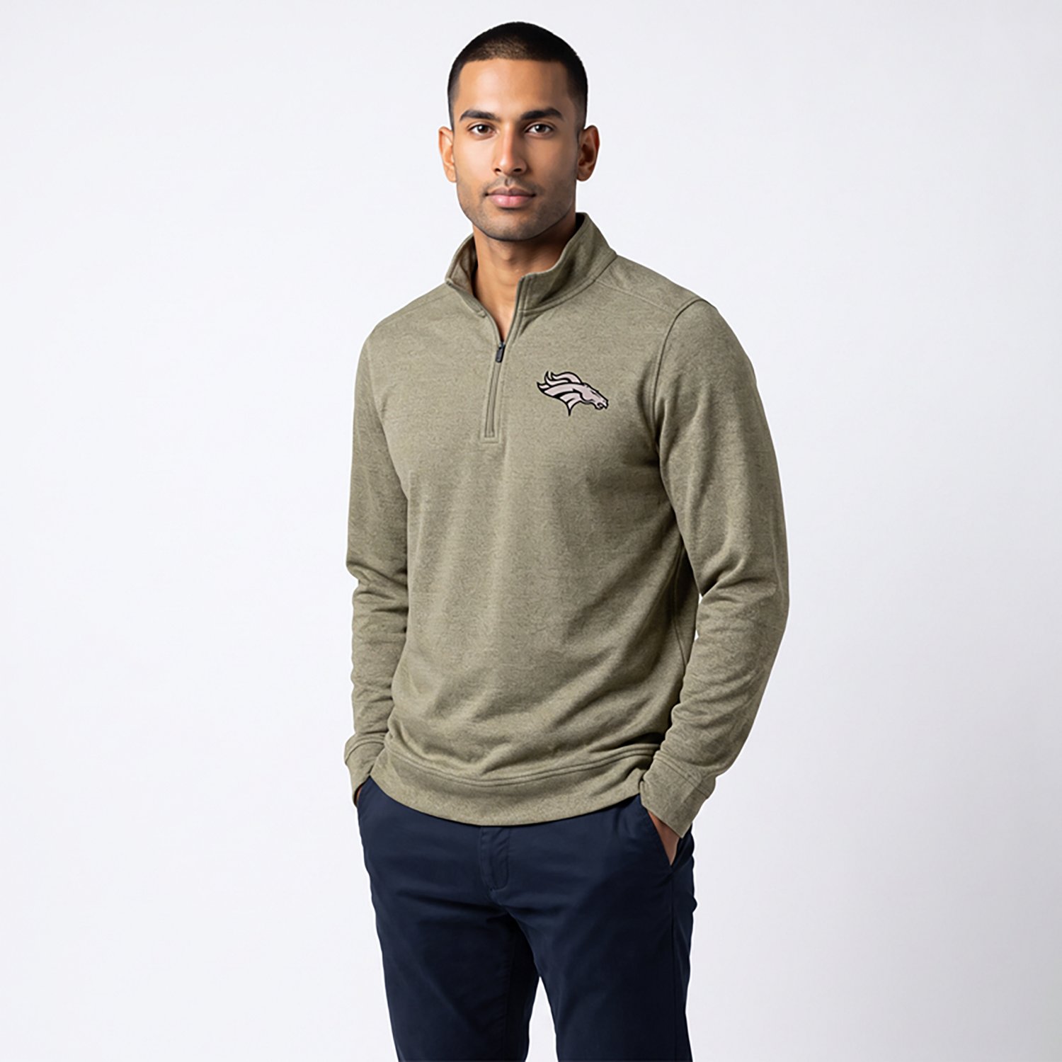 Antigua Men's Denver Broncos Subtle 1/4-Zip Pullover Top