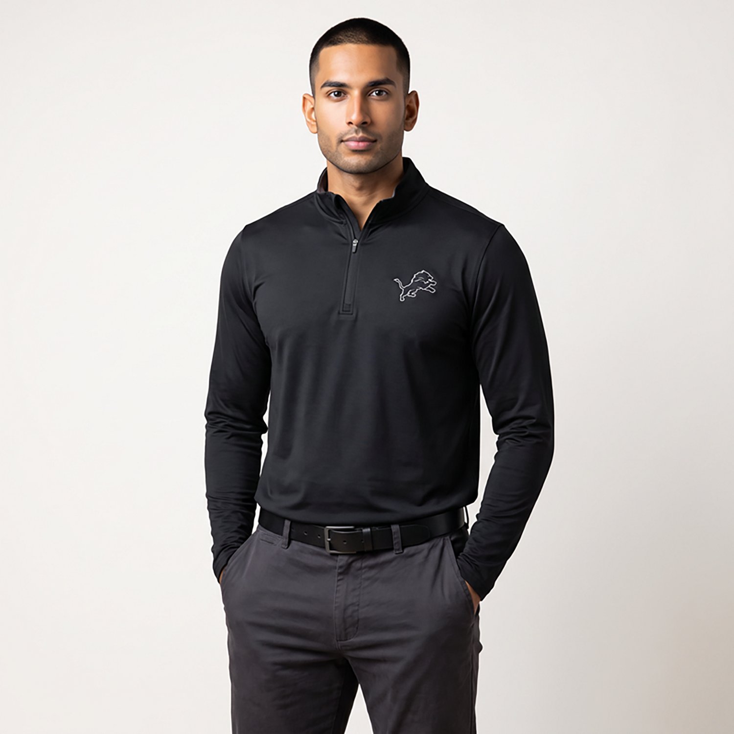 Antigua Men's Detroit Lions Content 1/4-Zip Pullover Top