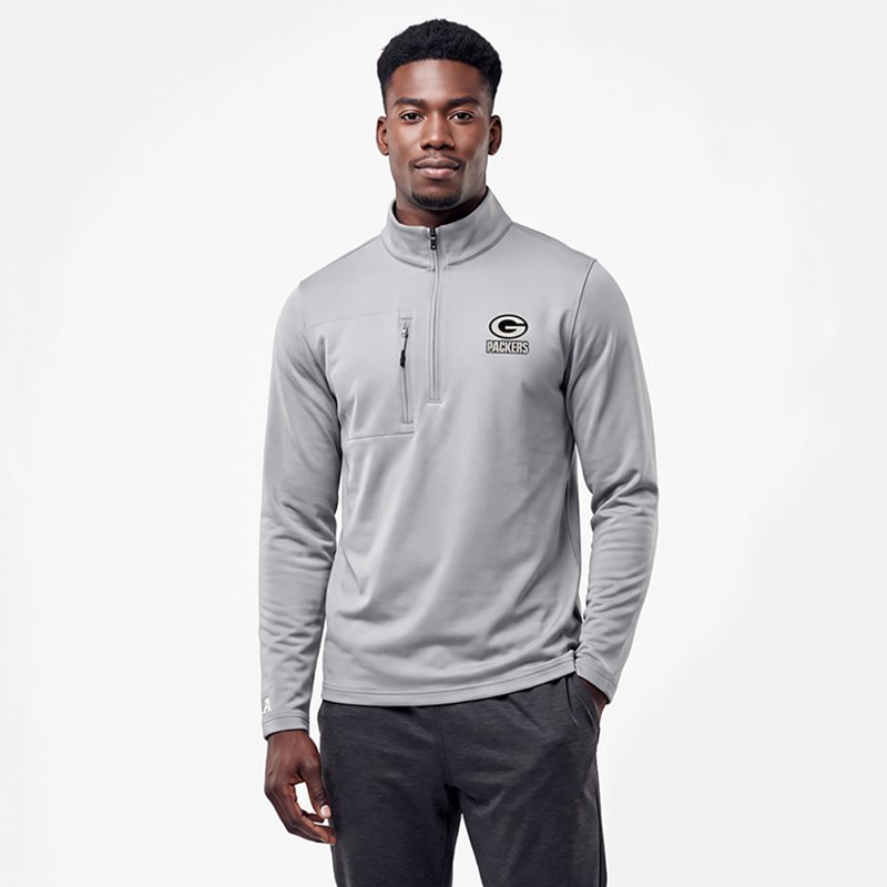 Men's Antigua  Gray Green Bay Packers Insider Quarter-Zip Jacket