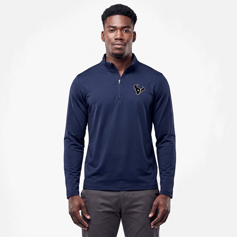 Men's Antigua  Navy Houston Texans Reprocess Quarter-Zip Top